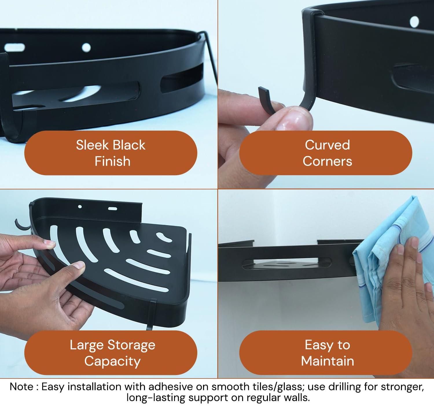 Heavy Duty Adhesive Bathroom Corner Shelf