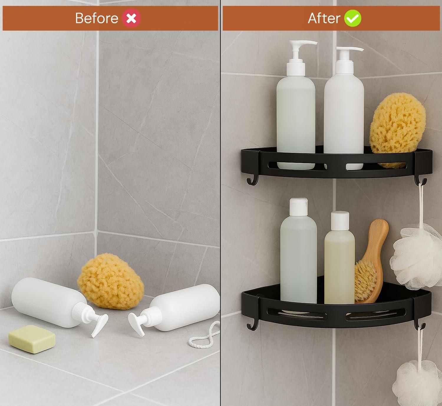 Heavy Duty Adhesive Bathroom Corner Shelf